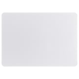White magnetic board for notes. Steel with powder coat, plastic corners. Rectangular, smooth edges.