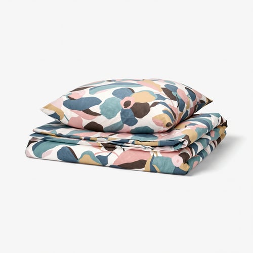 VIDEOXBÄR Duvet cover and pillowcase, white/multicolour, 140x200/80x80 cm