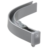 A grey VIDGA corner curtain rail. This aluminum rail bends 90 degrees, ideal for creating a light-blocking canopy.