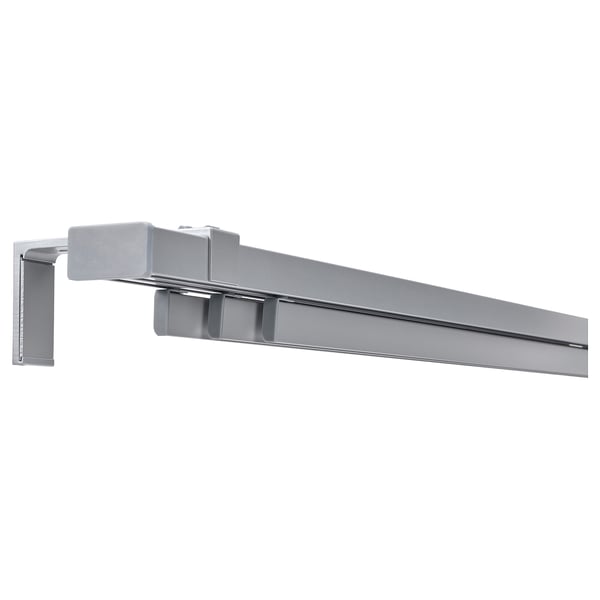 A VIDGA silver triple track curtain rail. Its a sleek, horizontal metal bar designed for hanging curtains.