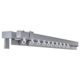 VIDGA grey aluminum curtain rail, adjustable up to 145cm, multiple hooks.