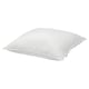 Option: Simple white pillow, soft and firm; made from recycled polyester and cotton; square shape; plain design.