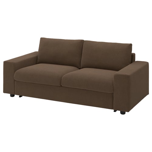 VIMLE 2-seat sofa-bed, with wide armrests/Mosshed dark brown
