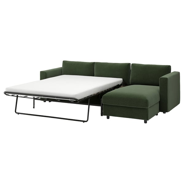 VIMLE 3-seat sofa-bed with chaise longue, Johanneshov dark green