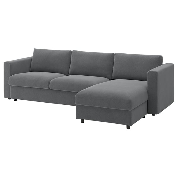 VIMLE 3-seat sofa-bed with chaise longue, Johanneshov dark grey