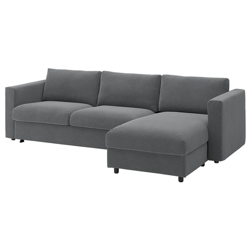VIMLE 3-seat sofa-bed with chaise longue, Johanneshov dark grey