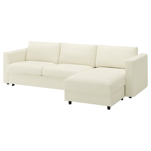 VIMLE 3-seat sofa-bed with chaise longue, Johanneshov off-white