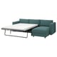 VIMLE 3-seat sofa-bed with chaise longue, Kelinge grey-turquoise