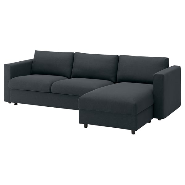 VIMLE 3-seat sofa-bed with chaise longue, Knäbäck anthracite