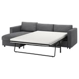 VIMLE gray sofa-bed with extendable mattress, modern design.