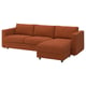 VIMLE 3-seat sofa-bed with chaise longue, Mosshed red-brown