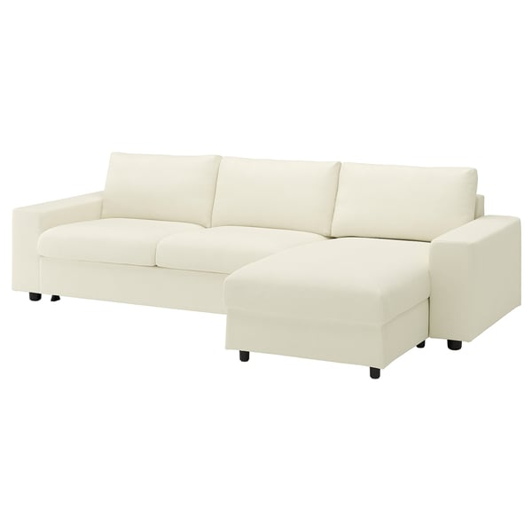 VIMLE 3-seat sofa-bed with chaise longue, with wide armrests/Johanneshov off-white