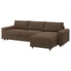 VIMLE 3-seat sofa-bed with chaise longue, with wide armrests/Mosshed dark brown