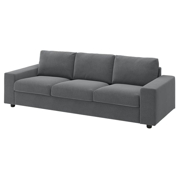 VIMLE 3-seat sofa, with wide armrests/Johanneshov dark grey