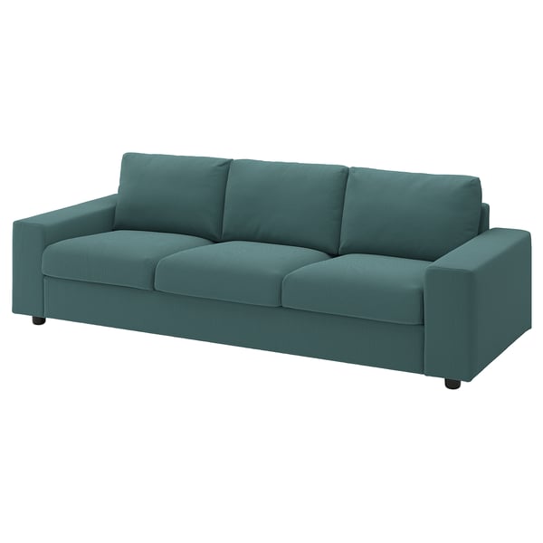 VIMLE 3-seat sofa, with wide armrests/Kelinge grey-turquoise