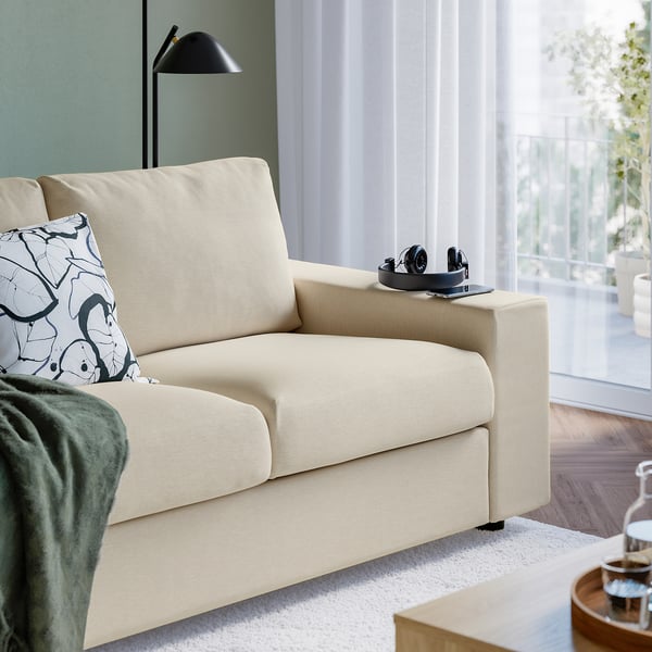 VIMLE 3-seat sofa, with wide armrests/Knäbäck light beige