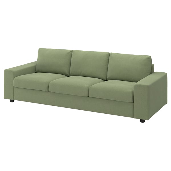 VIMLE 3-seat sofa, with wide armrests/Mosshed grey-green