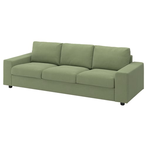 VIMLE 3-seat sofa, with wide armrests/Mosshed grey-green