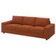 VIMLE 3-seat sofa, with wide armrests/Mosshed red-brown