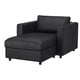 Modern black l-shaped sectional sofa with storage and sleek design.