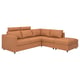 Brown leather l-shaped VIMLE sectional sofa with headrests and storage.