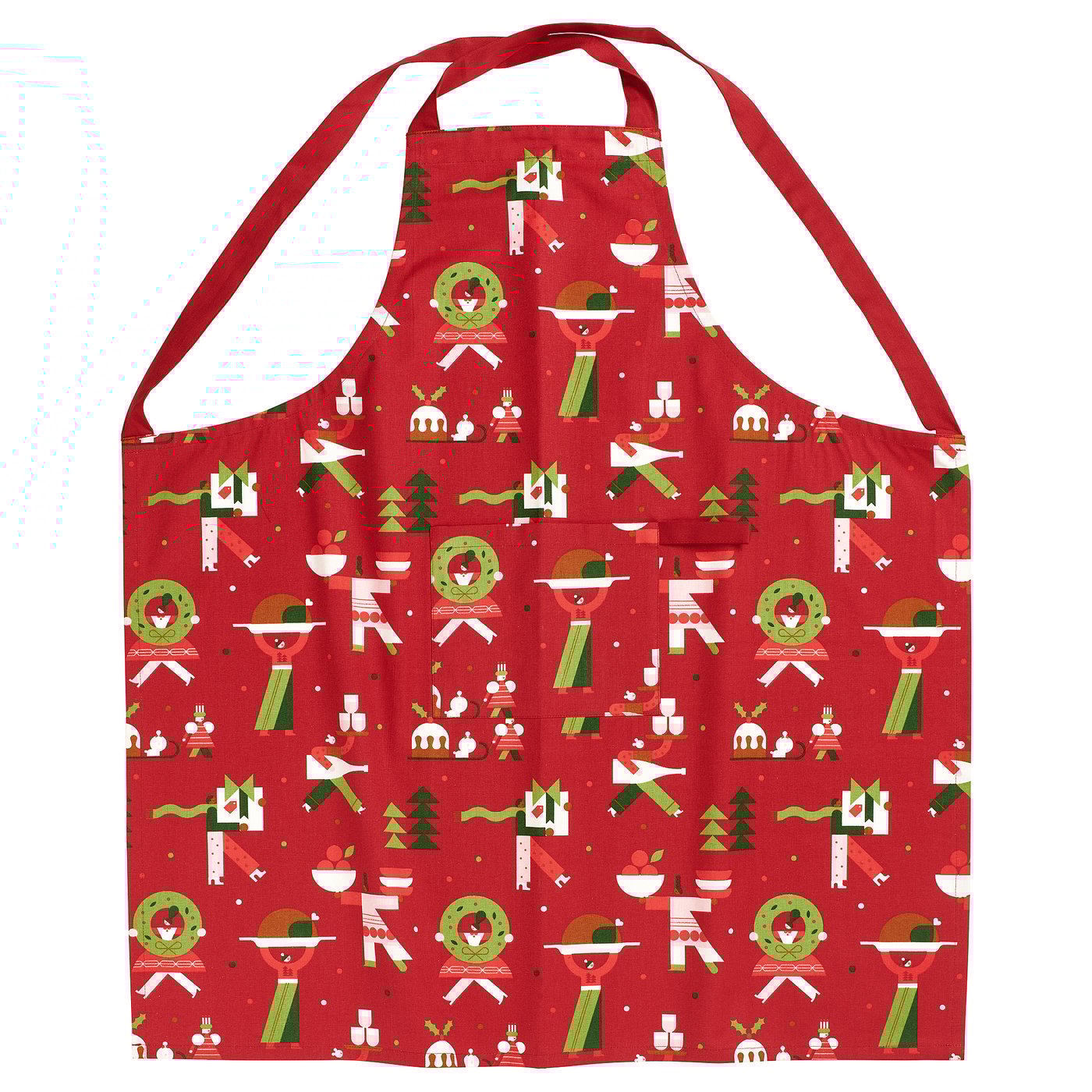 VINTERFINT apron, Christmas pattern red, 85x89 cm - IKEA Germany