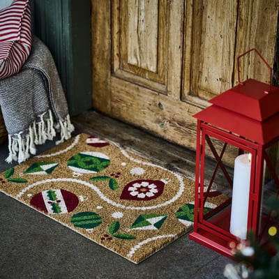 VINTERFINT Door mat, Christmas bauble patterned coir/multicolour, 40x60 cm