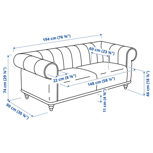 Illustration with measurements for the product: VISKAFORS.