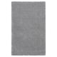 A grey shaggy area rug, rectangular, with varying yarn textures, providing softness and sound dampening.