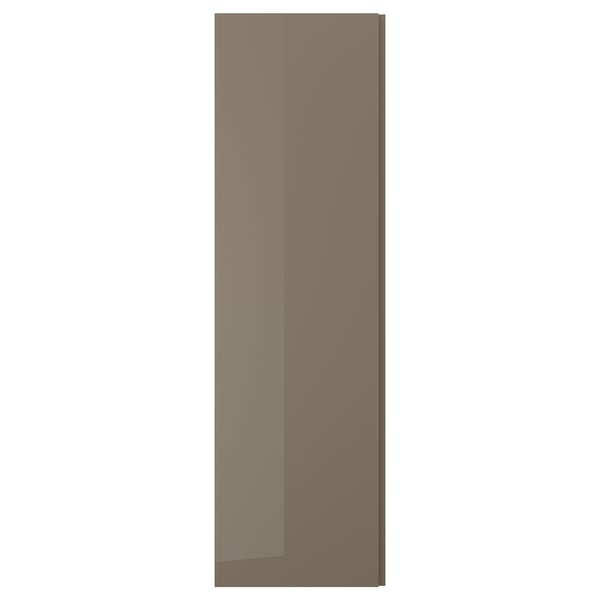 VOXTORP Door, high-gloss dark grey-brown/vertical handle, 60x200 cm