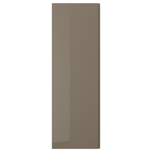 VOXTORP Door, high-gloss dark grey-brown/vertical handle, 60x180 cm