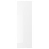 VOXTORP high-gloss white kitchen cabinets with sleek, handleless design.