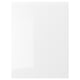Option: VOXTORP kitchen cabinet: white glossy front, square shape, integrated handles. Modern design, easy clean, recycled content.