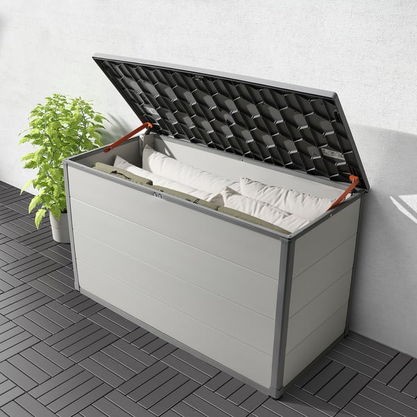 VRENEN Storage box, outdoor, light grey/grey, 156x71x93 cm/819 l