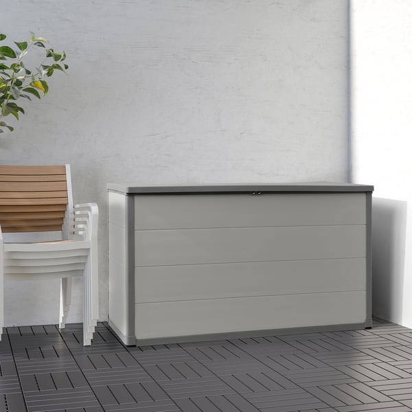 VRENEN Storage box, outdoor, light grey/grey, 156x71x93 cm/819 l