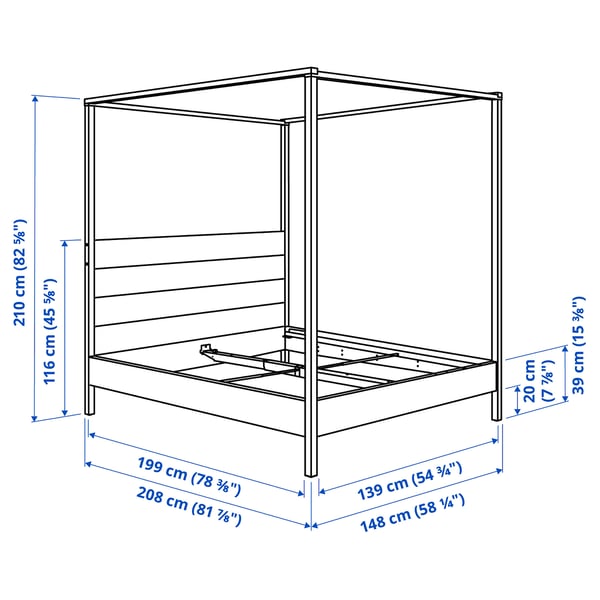 Illustration with measurements for the product: YTTERVÅG.
