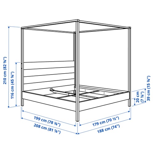 Illustration with measurements for the product: YTTERVÅG.