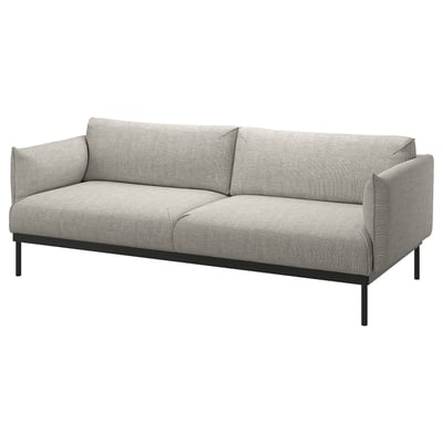 Arylind sofa, grå, stof, moderne firkantet form, tynde metalben