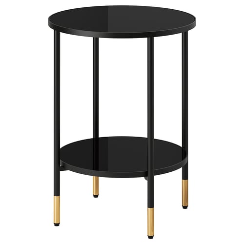 ÄSPERÖD Sidebord - sort/glas sort 45 cm