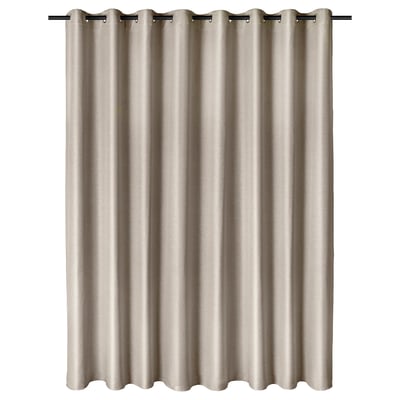 ANNAKAJSA beige gardiner til at mørkne rummet med rustfri stål-øjer, elegante gardiner, miljøvenlig polyester.