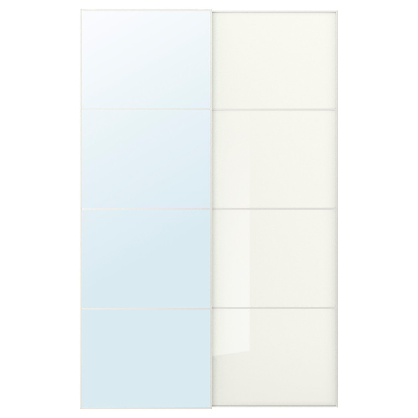 Møbelmontering AULI / FÄRVIK Skydedørspar, spejl/hvidt glas, 150×236 cm | Billig & Hurtig i København