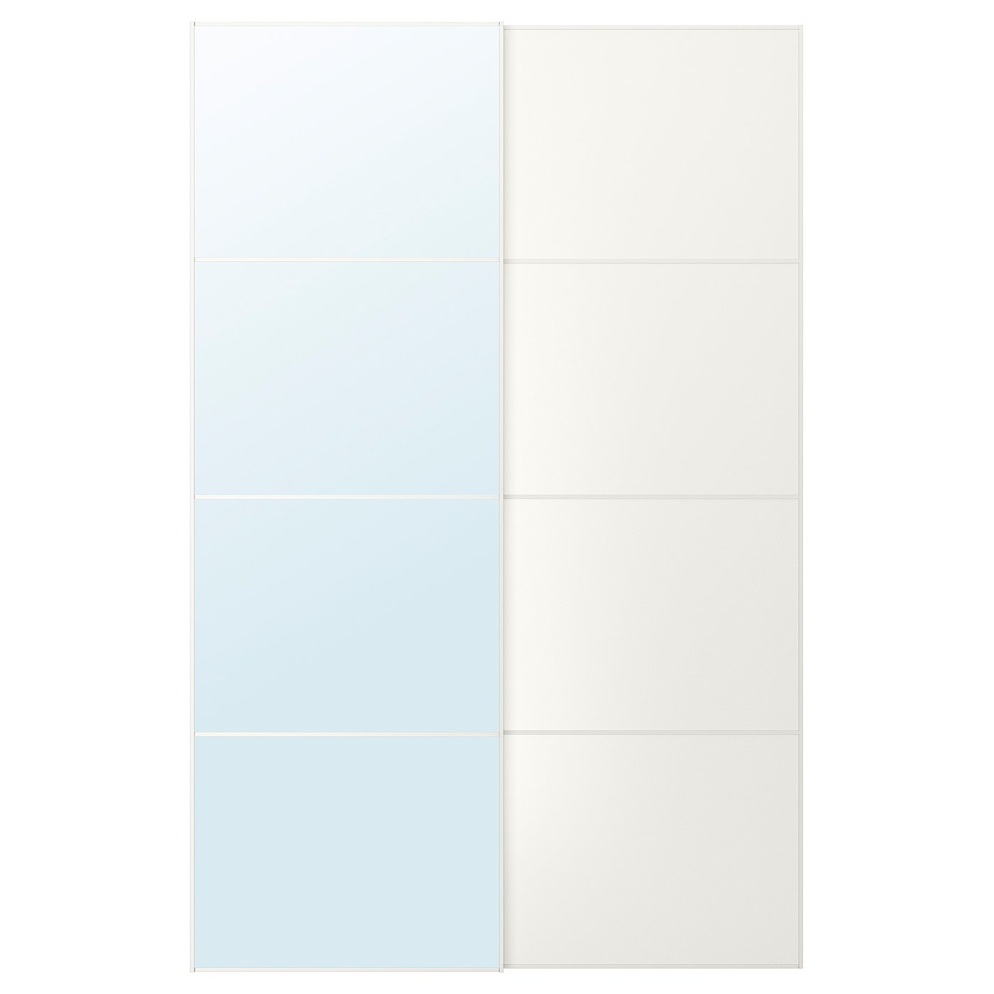 Møbelmontering AULI / MEHAMN Skydedørspar, hvid spejl/dobbeltsidet hvid, 150×236 cm