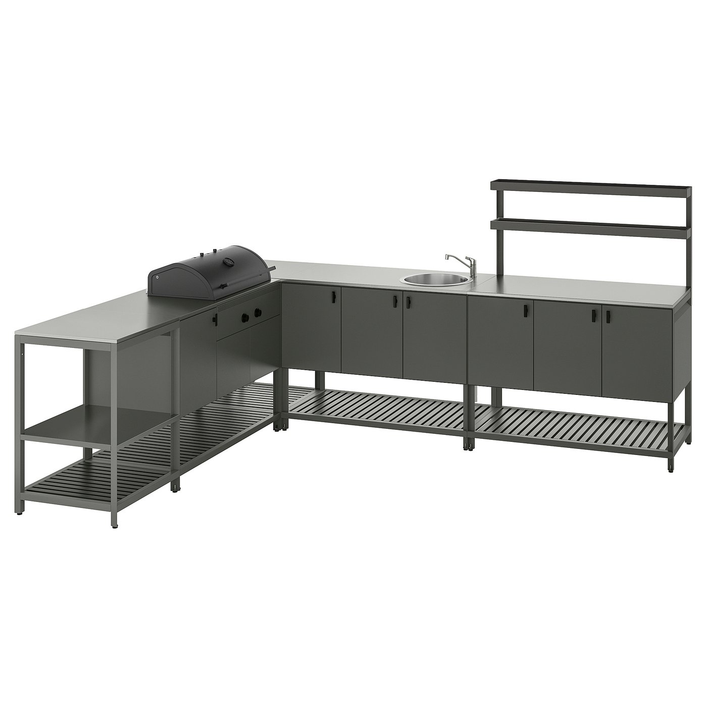 Møbelmontering BÅTSKÄR Udekøkken m kulgrill+vask, mørkegrå, 240×300 cm | Billig & Hurtig i København