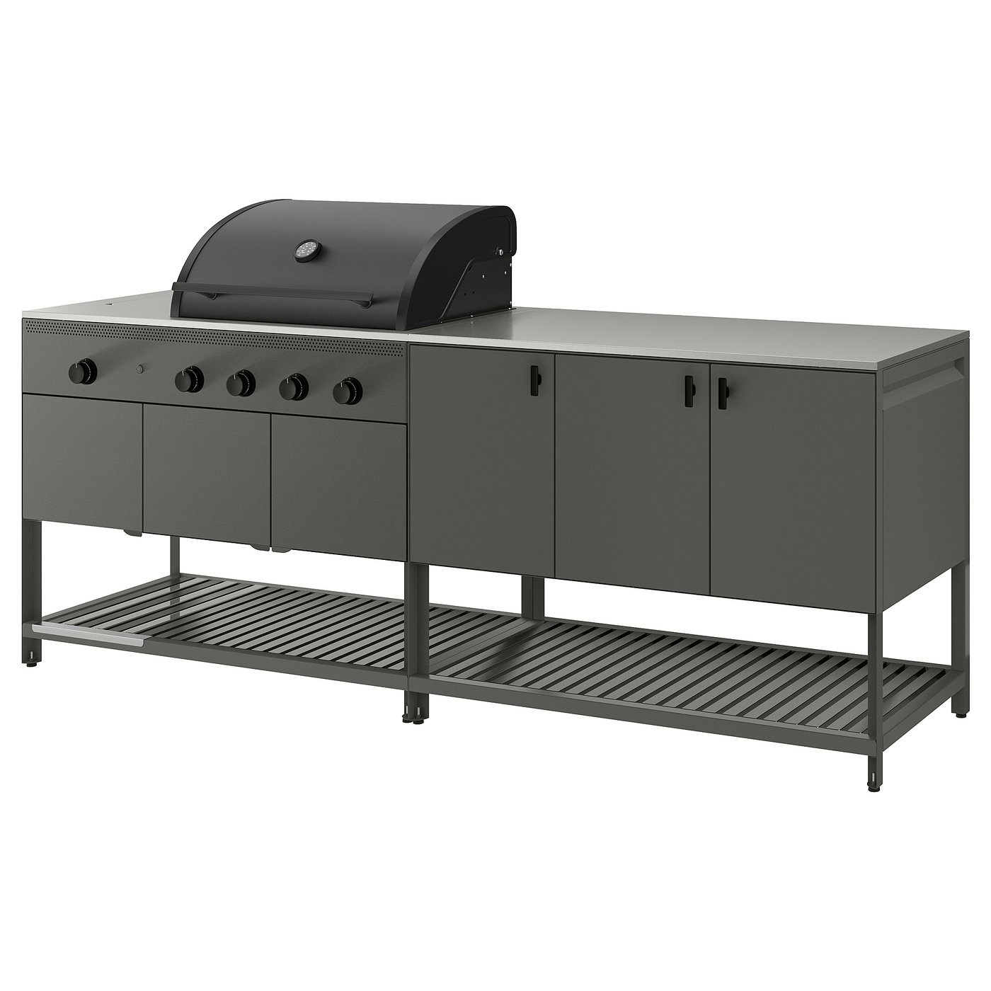 Møbelmontering BÅTSKÄR Udekøkken med gasgrill, mørkegrå, 240×60 cm | Billig & Hurtig i København