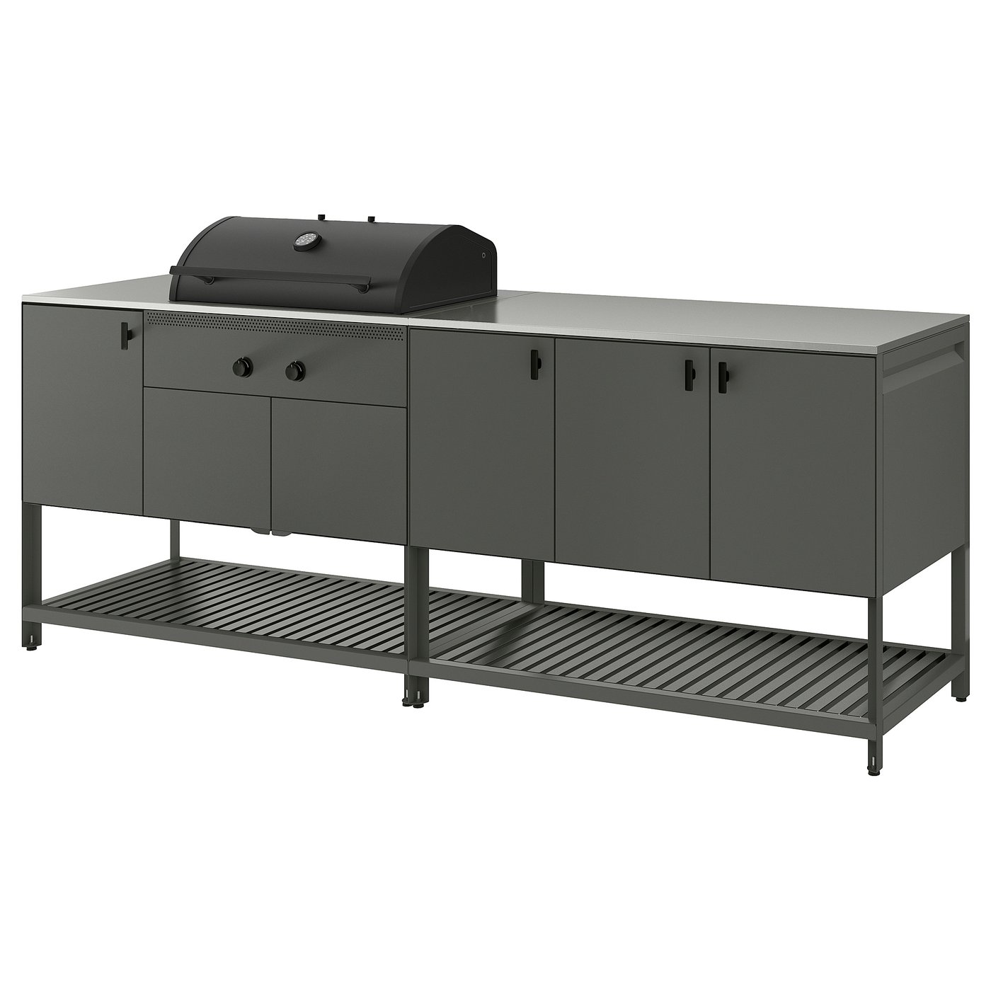 Møbelmontering BÅTSKÄR Udekøkken med kulgrill, mørkegrå, 240×60 cm | Billig & Hurtig i København