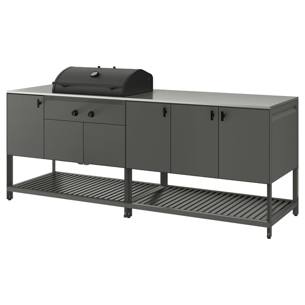 Udekøkken: BÅTSKÄR, mørkegrå, metal, rektangel, moderne design