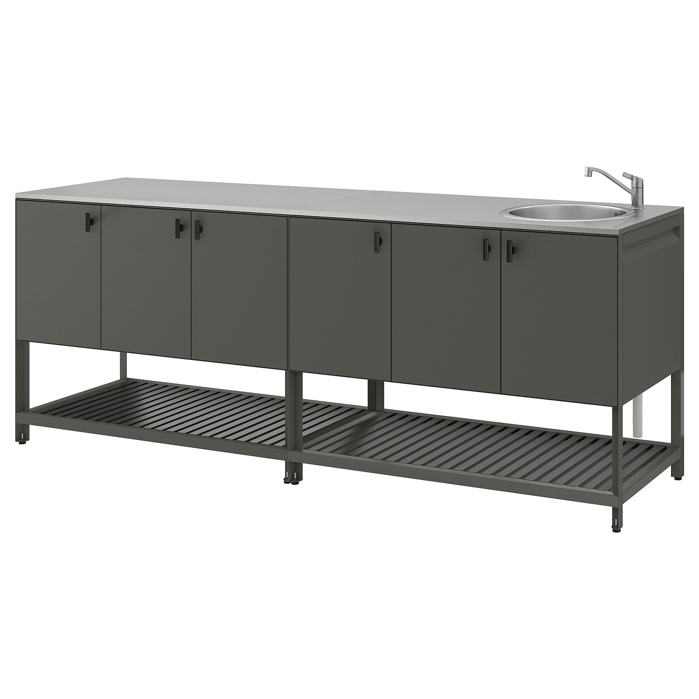 Møbelmontering BÅTSKÄR Udekøkken med vask, mørkegrå, 240×60 cm | Billig & Hurtig i København