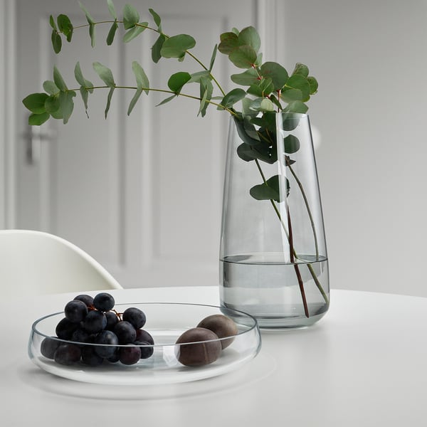 BERÄKNA Vase, lysegrå, 30 cm