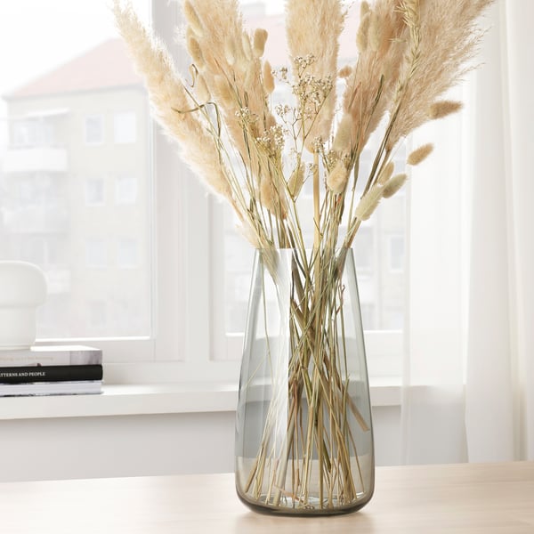 BERÄKNA Vase, lysegrå, 30 cm