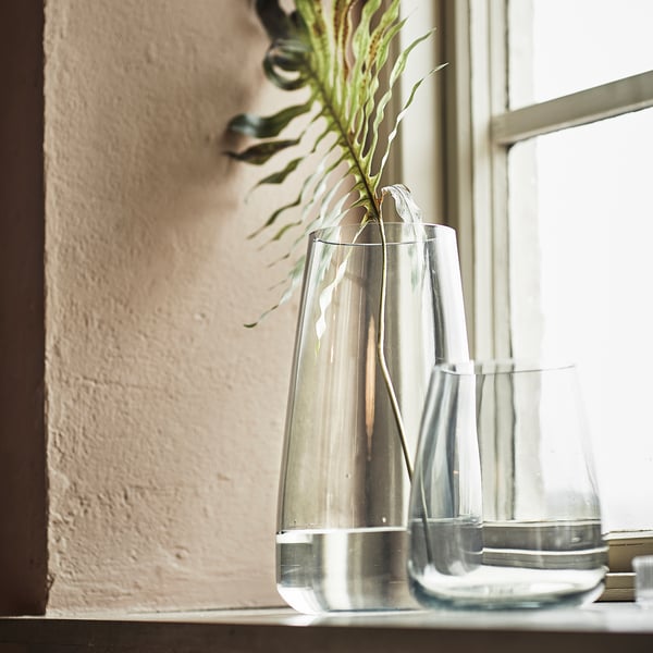 BERÄKNA Vase, lysegrå, 30 cm
